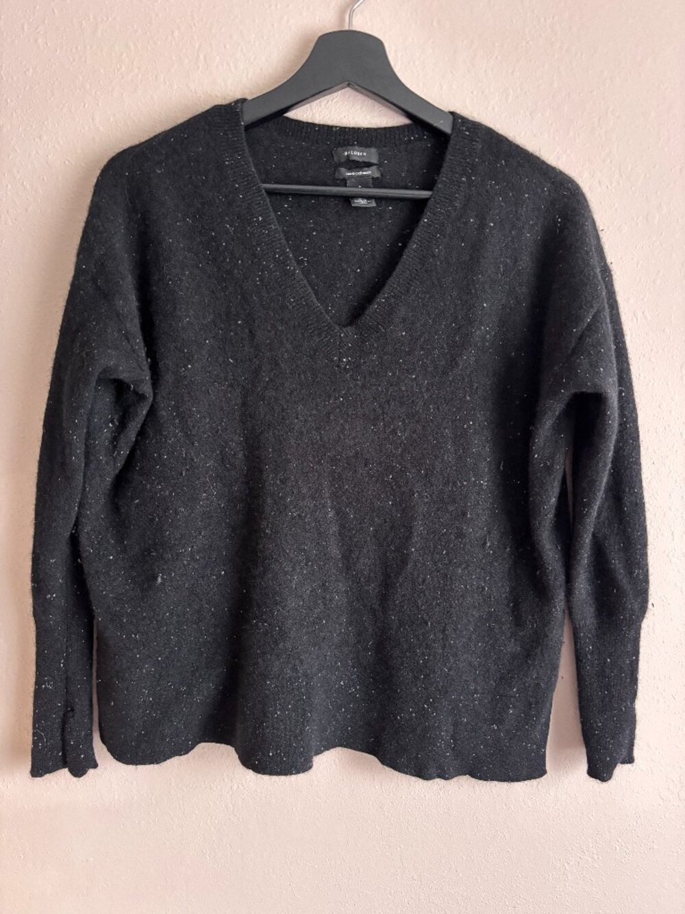Halogen Freckled Black V-Neck Sweater